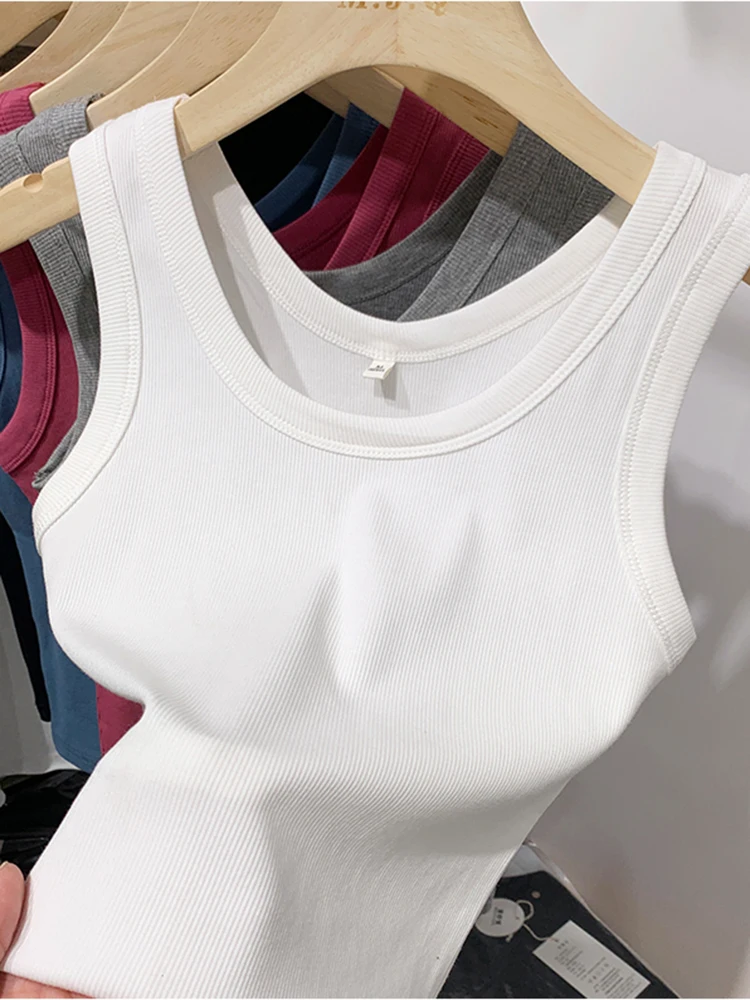 2025 Summer Women Sleeveless Tank Tops Fashion Crop Top O-neck