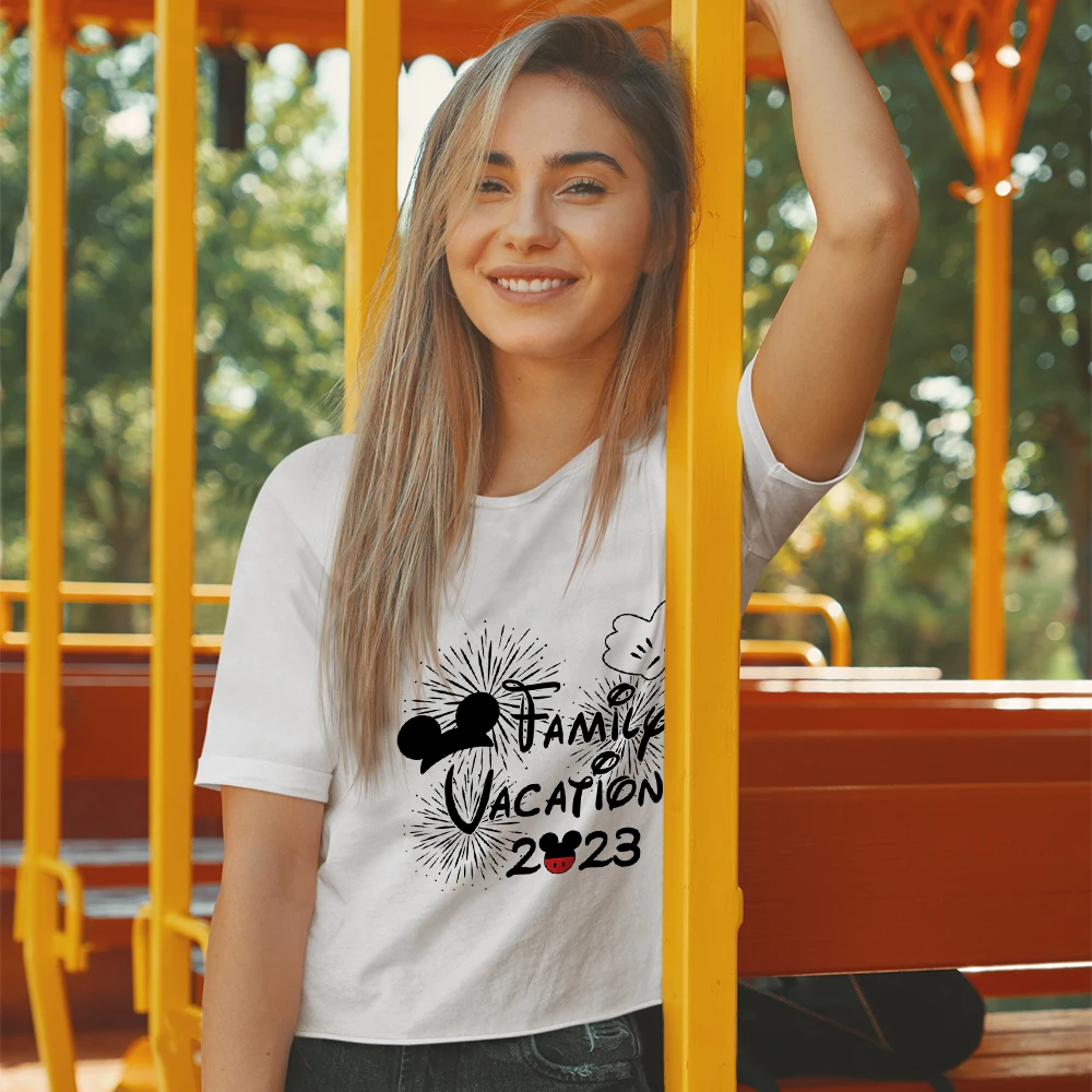 

Disney Family Vacation T-shirt Mickey Harajuku Aesthetic 2023 Magic Kingdom Trip Women Clothes Instagram Fashion Trend Tops Tees