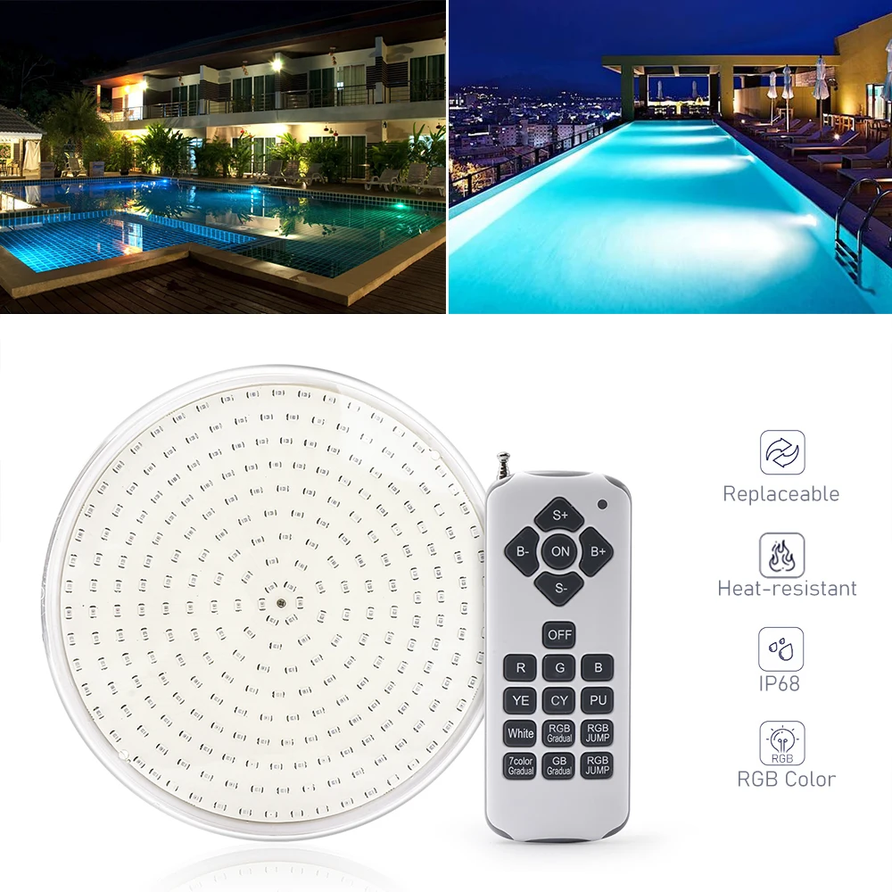 New Swimming Pool Light 18W Resin Filled Light AC12V Spot Piscine LED Couleur RGB PAR 56 Projector+FB Remote Synchronous