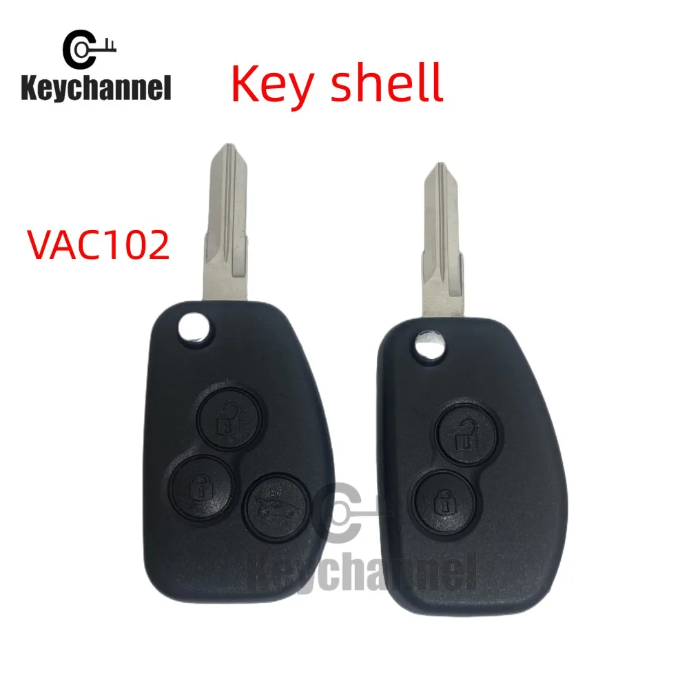 keychannel 2/3 Buttons Car Key Shell Flip Remote Case Cover With Uncut VAC102 Key Blank for Renault Replacement Remote Shell keychannel 5pcs tansponder shell chip case for peugeot 5008 citroen renault with hu83 key blade spare car key locksmith tool