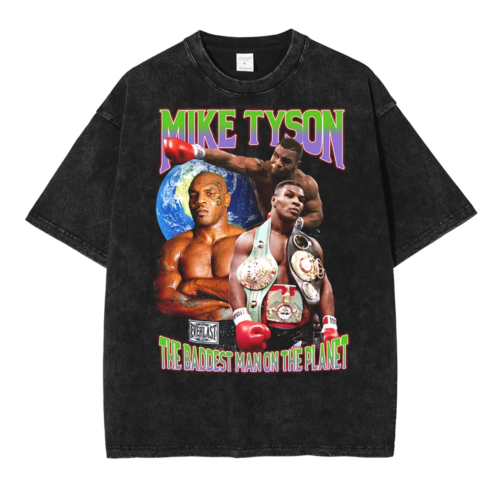 

Boxing Champion T Shirt Mike Tyson Vintage Washed Men Short Sleeve Hip Hop Oversized T-shirt 2023 Harajuku Sweatshirts Tops Tees