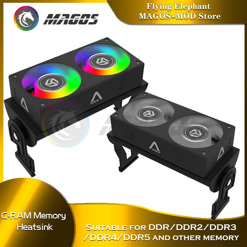 Alseye Ram Refrigerando Radiador com Dual 60 mm Ventilador Suporte Ddr Ddr2 Ddr3 Ddr4 Ddr5 Refrigerador de Memória 12002000rpm