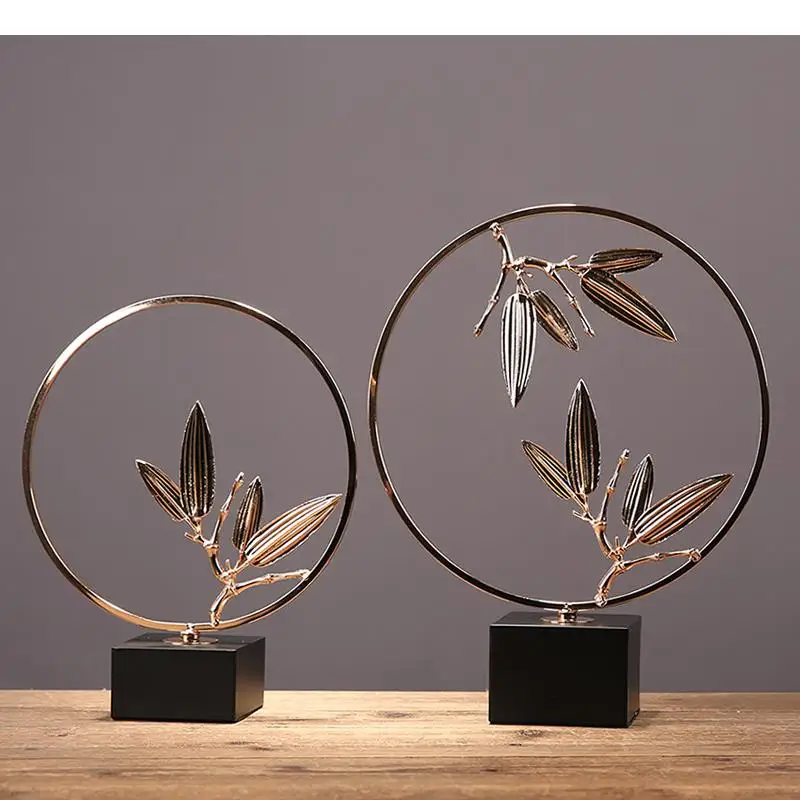 

Chinese Metal Ornaments Iron Art Bamboo Leaves Decorative Crafts Sculpture Furnishings Home Decoration Accessories Figurines