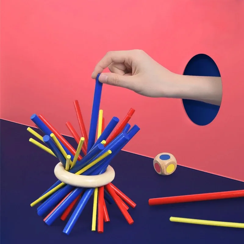 Montessori Toys Wooden Stick Toys for Creative Kids Games Toddlers Color Matching Fine Motor Toys Balance & Patience Training 3