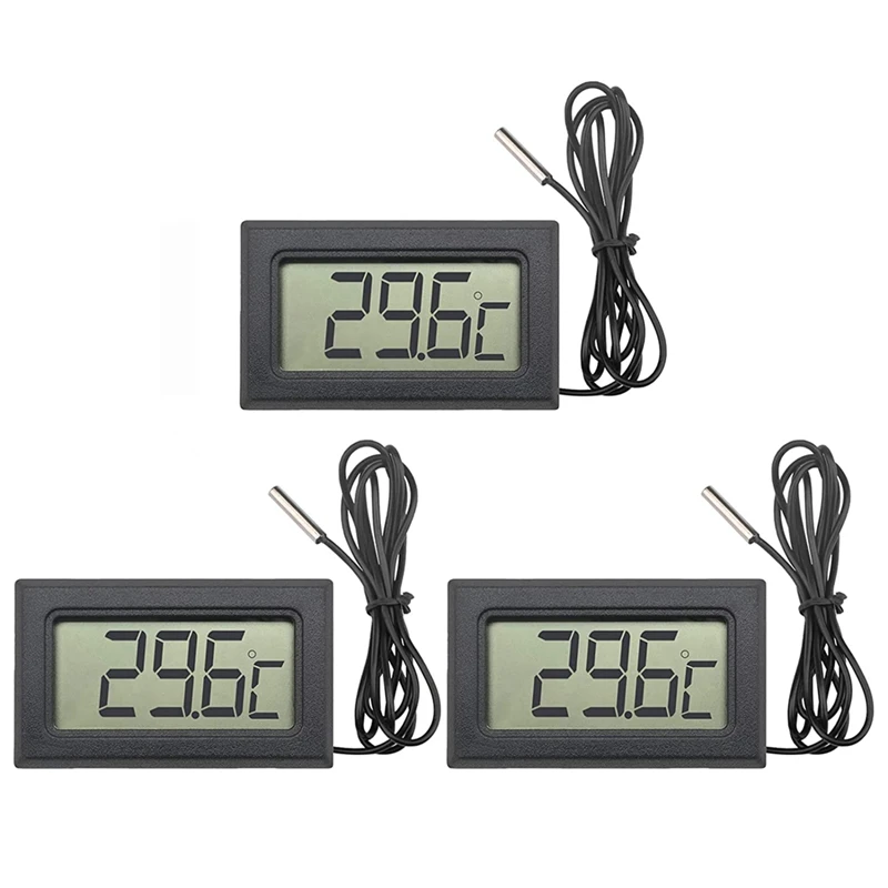 1Set Termometro Lcd Digitale Con Sonda Ntc Da 1M Nero-50 °C - + Monitor Della Temperatura Da 110 °C Per Frigorifero, Congelatore, Frigorifero, Acquari