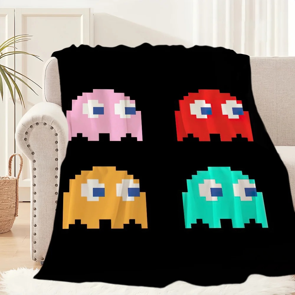 Game Cute Bean Blanket Plush Nap Sofa P-Pac-M-Man rug for Living Room Warm Office Bedroom Birthday Home Travel Kid Gifts 6