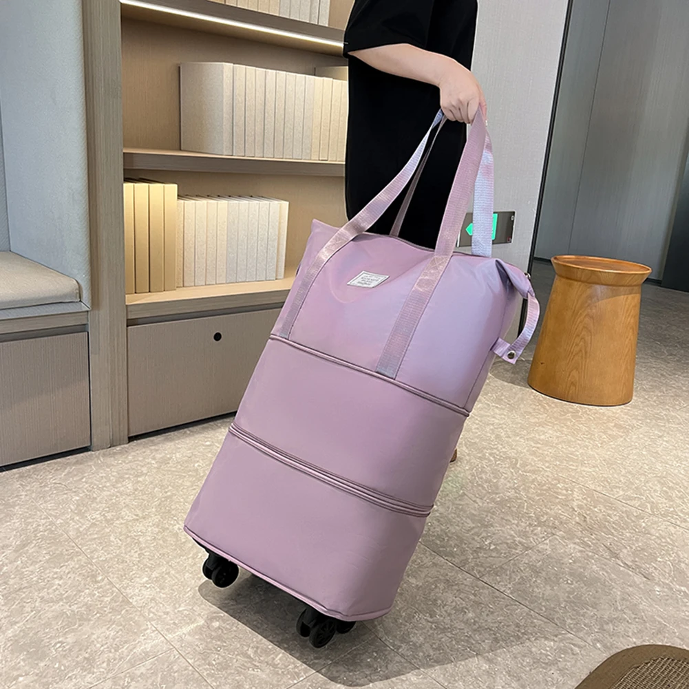 Folding Luggage Bags Expandable Rolling Duffle Pack with Wheel Large Capacity Oxford Clot Dry-Wet Separation Business Trip