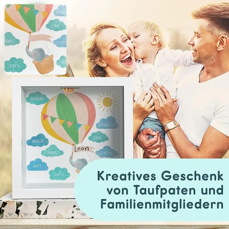 Kids Money Banks 3D Photo Frame Money Bank Hot Air Balloon Coin Saver Box Cash Protector Container For Desk Educational 2