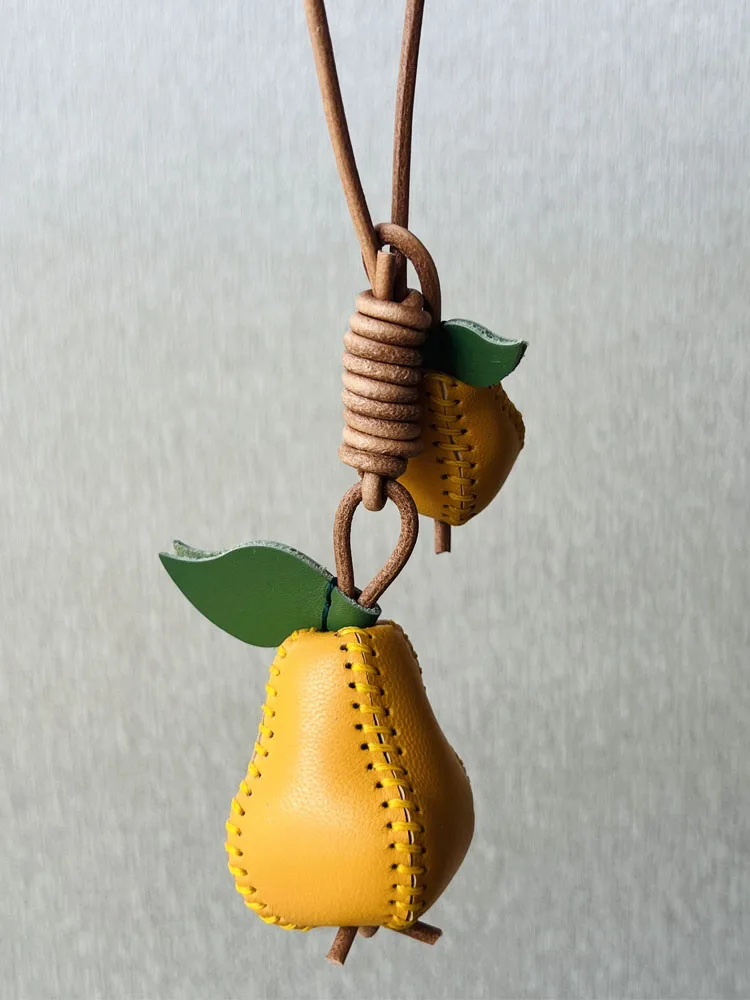 Genuine Leather Fruit Bag Charms Handmade Keychain For Handbags_voghion.com