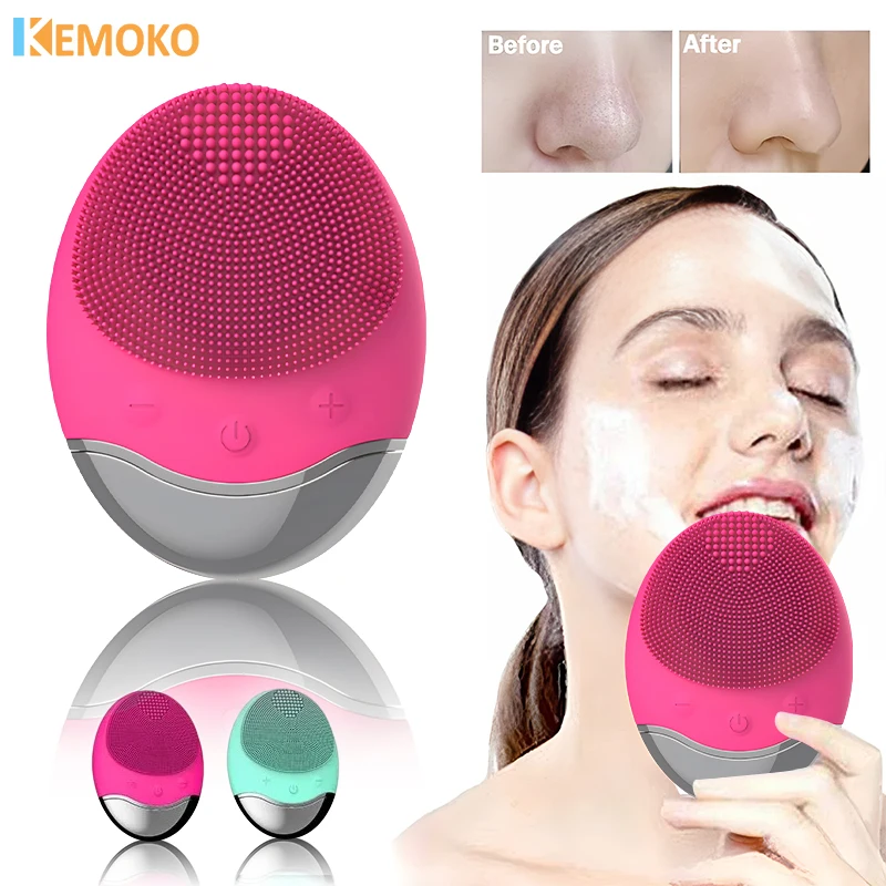 

Electric Face Cleaner Sonic Silicone Cleansing Brush Electric Vibrating Ultrasonic Pore Deep Face Massager Mini Cleaning skin