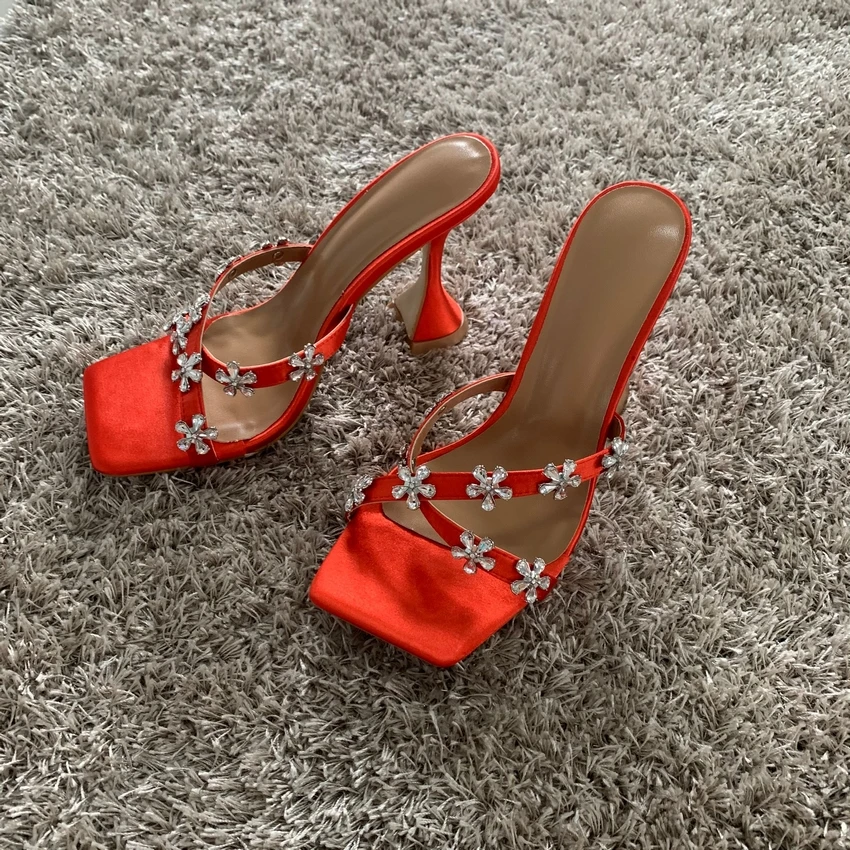 Mule Salto Alto Flor Feminina