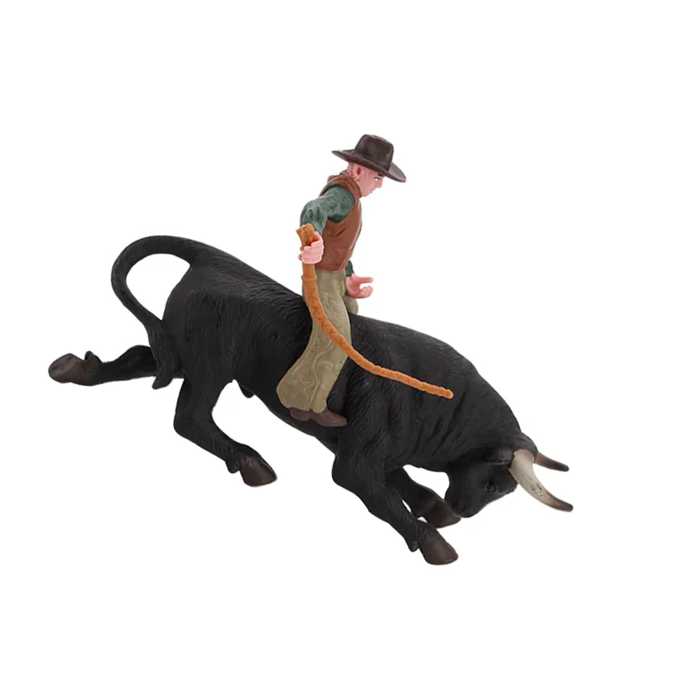 

Desktop Ornaments Black Bull Figurine Farm Animal Cattle Figurine Western Riding Toy Playset Bullfighter Playset Home