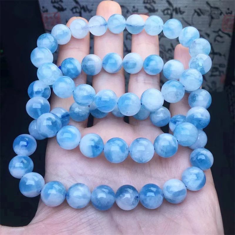 

10MM Natural Deep-sea Island Bracelet Fashion Gemstone Crystal Jewelry Bangle For Women Healing Holiday Gift 1PCS