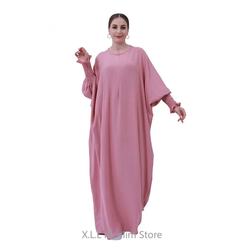 Prayer Clothes Abayas Wrinkle Soft Crepe Women Clothes Dubai Kaftans Turkey Islam Kebaya Robe Caftan Marocain Female Loose Dress