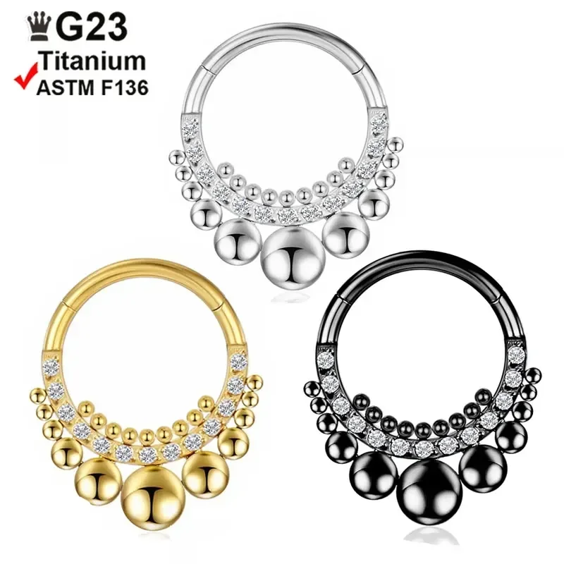 

G23 Titanium Zircon Septum Piercing Nose Rings Tragus Hinge Segment Clicker Body Cartilage Helix Earrings goth Women 16G Jewelry