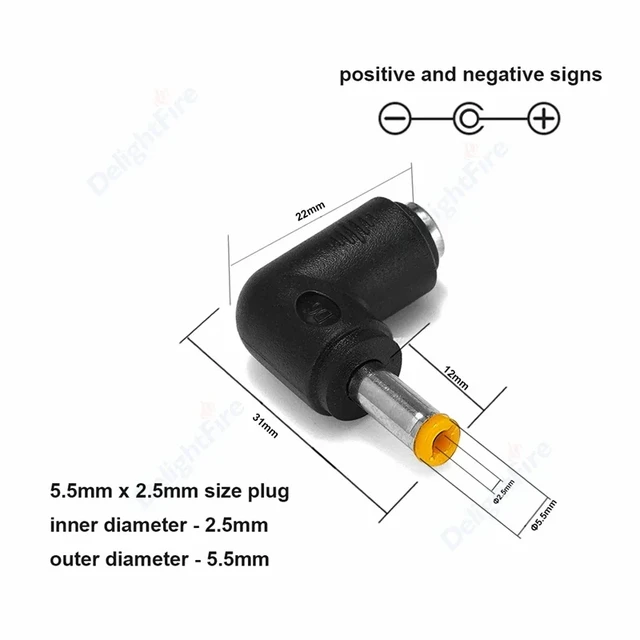 4 pcs connecteur 5.5 x 2.1mm alimentation DC fiche coudée mâle 90