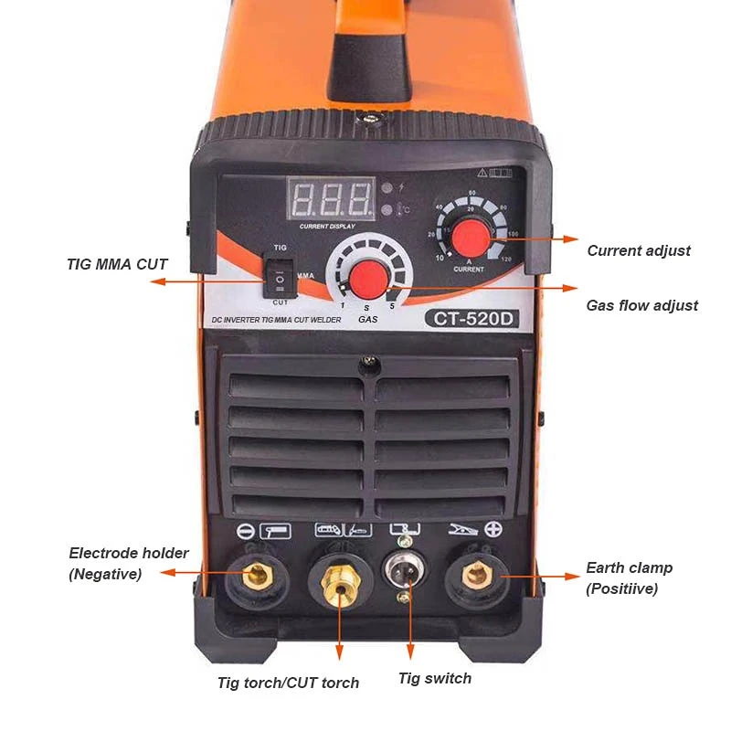 Soldadores multiproceso 3 en 1, máquina de soldadura tig cut mma, CT520, 220V, voltaje dual, dc, tig, cortador de plasma - AliExpress