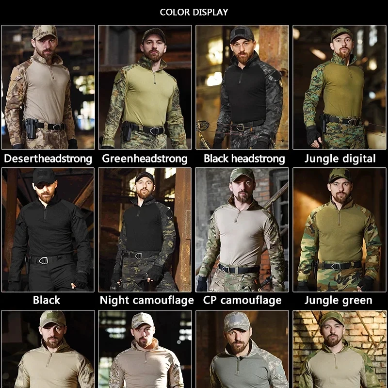 Tactical Suit Outdoor Airsoft Paintball Clothing Shooting Uniform Camouflage Shirts Cargo Pants Elbow/Knee Pads