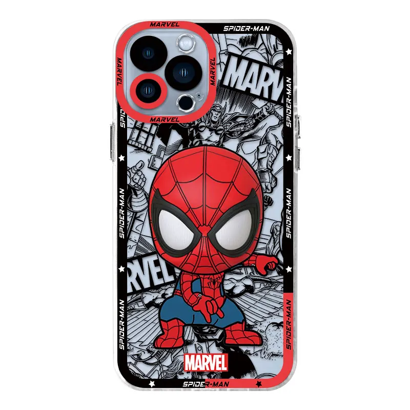 thumbnail image 1 of Cartoon Marvel Groot Spiderman Cover Phone Case for iPhone 8 15 Plus 14 Pro 12 Mini XR SE X XS 13 Pro Max 11 7 6s, 1 of 5
