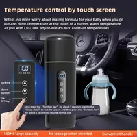 Bouilloire électrique Portable de 500ml, tasse chauffante pour voiture, écran tactile 12V/24V, réglage Intelligent de la température, bouilloire thermique de voyage 4