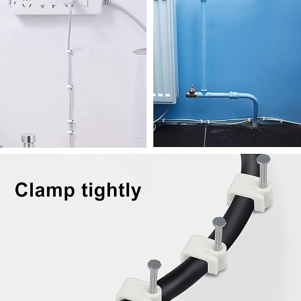ERKXD - 100 Clip Per Cavi Ethernet Cat6/Cat7 | Bianchi Con Chiodi Acciaio | Fissaggio Parete - Foto 5