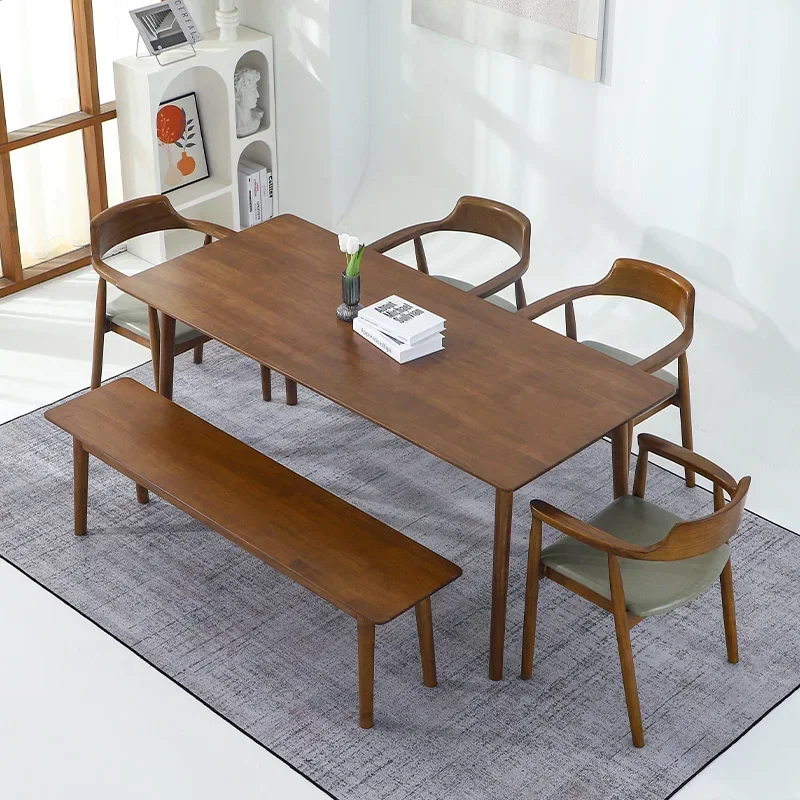 

Nordic style all solid wood long dining table, small unit dining room, coffee, leisure, negotiation, and reception,