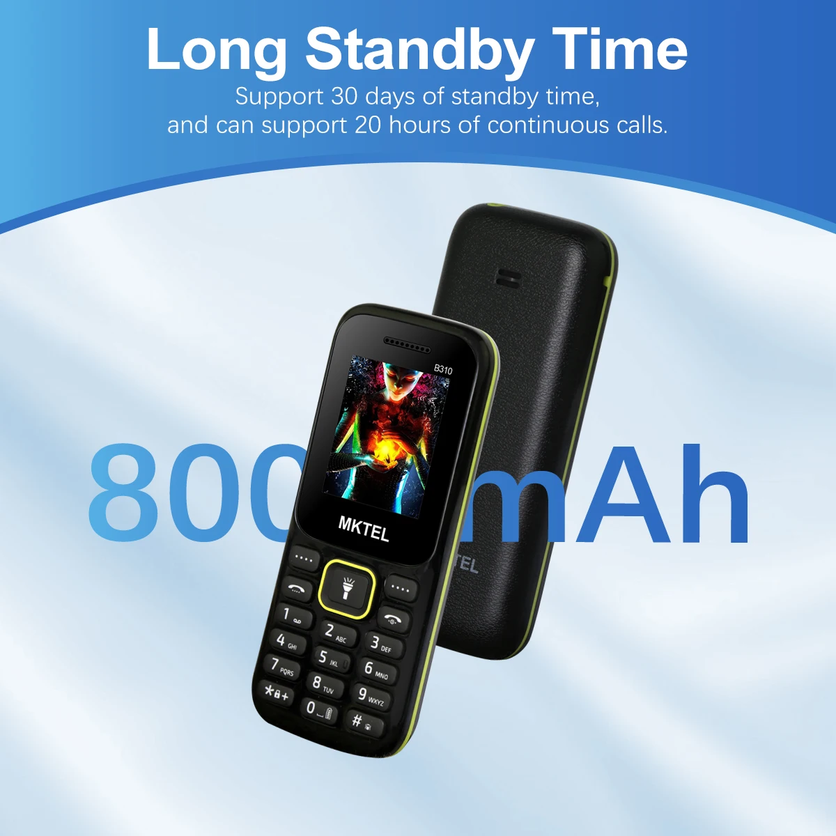 MKTEL B310 Bar Feature Phone 1.77" Display 2G Dual SIM Dual Standby Puguang Lamp 800mAh MP3/MP4/FM Radio/Bluetooth/GPRS 4