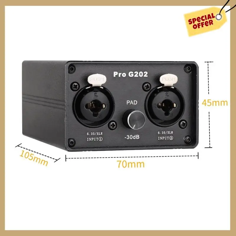 Pro G202 Audio Noise Reducer Dual-Channel 6.5 XLR Audio Isolator Current Sound Noise Mixer Microphone Common Ground Filter