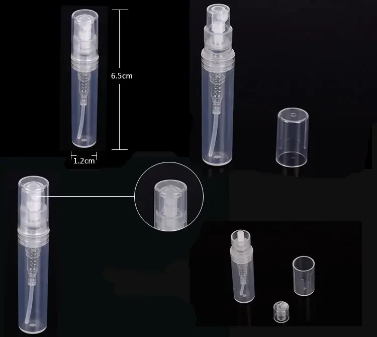 20 팩 3ml/2ml/5ml 미니 투명 플라스틱 스프레이 병 청소, 여행, 에센셜 오일, 향수를위한 빈 귀여운 향수 분무기
