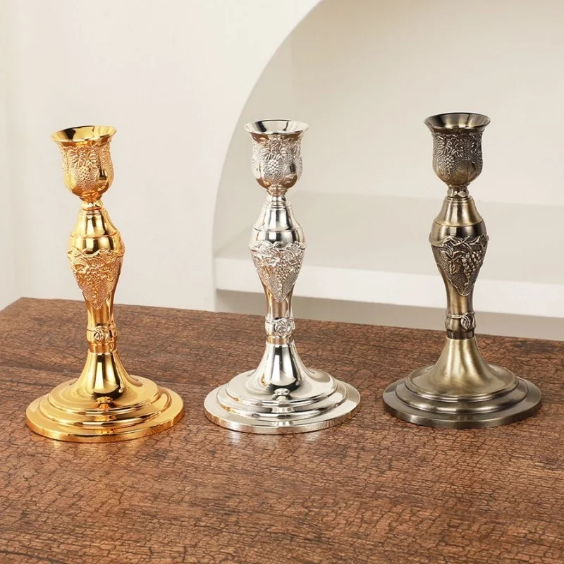 European Vintage Wedding Candle Holder High-End Home Table Decoration Luxury Romantic Hotel Decor Gold Color