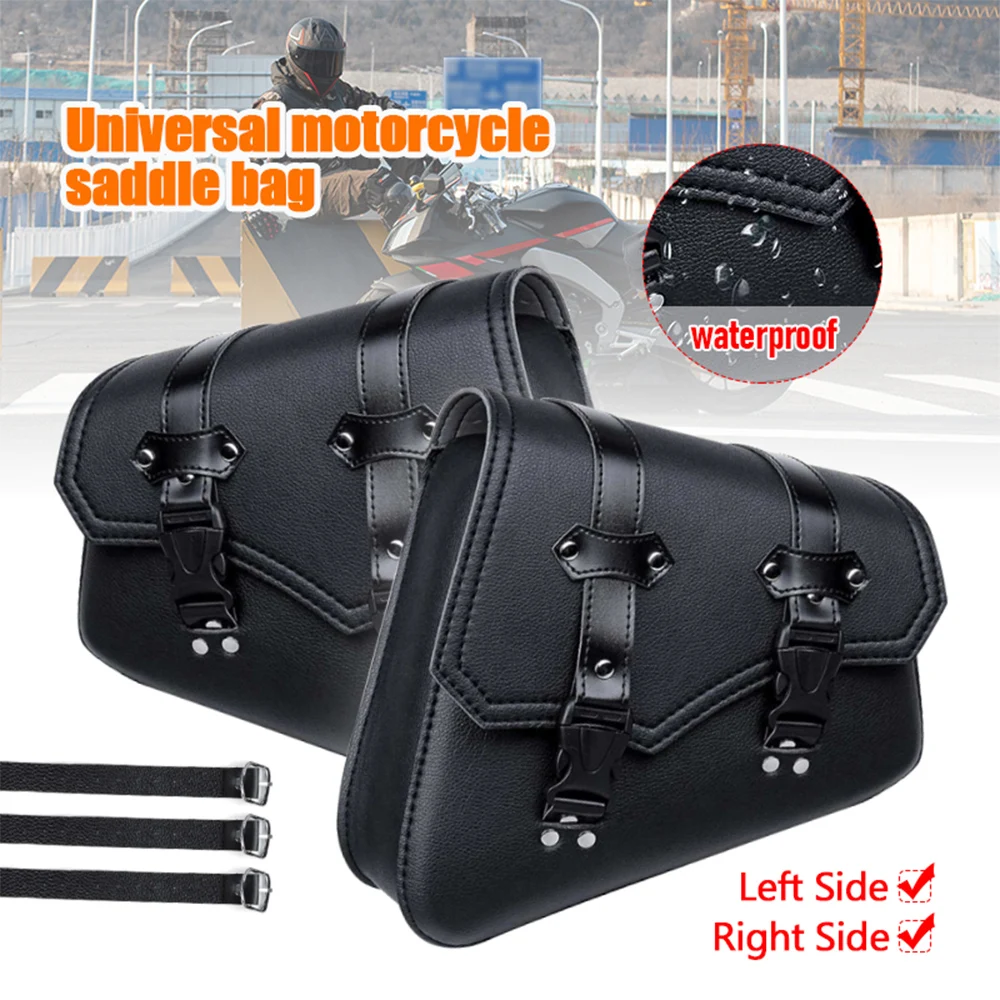 Sacoches Latérales Moto En Cuir Fait Main, Pochettes Latérales Extensibles Avec Protections - Inde