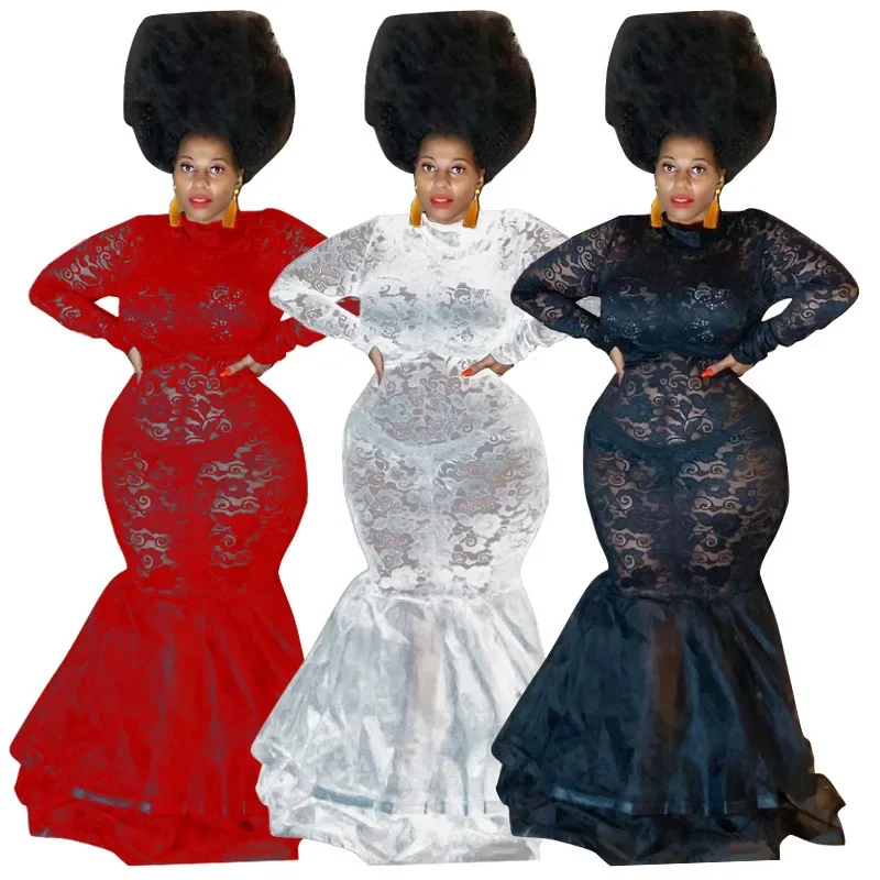 African Wedding Party Dresses for Women Traditional Long Sleeve O