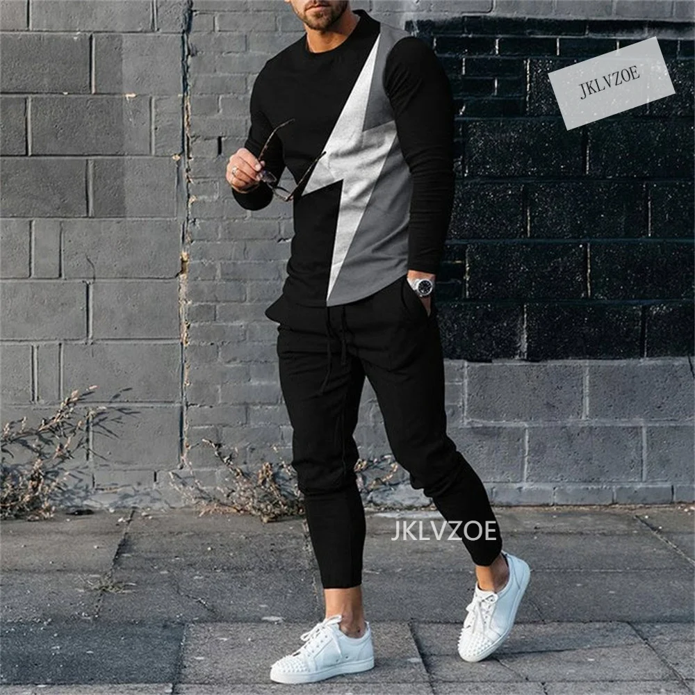 2023New Spring Sports Suit Men's Long-Sleeved Tshirt Sports Pants 2Piece Set Of 3D Printing Hip-Hop Suit Men Street Casual Suit men s tracksuit fashion 3d printed long sleeve t shirt trousers casual jogging suit oversized outfits sports set daily clothing