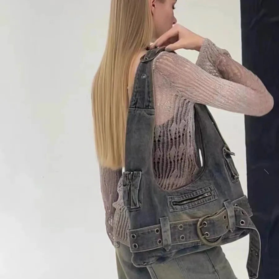 Large-capacity Bag for Women New Fashion Denim Single Shoulder Crossbody Bag Casual Versatile Hand-carrying Women's Tote Bag