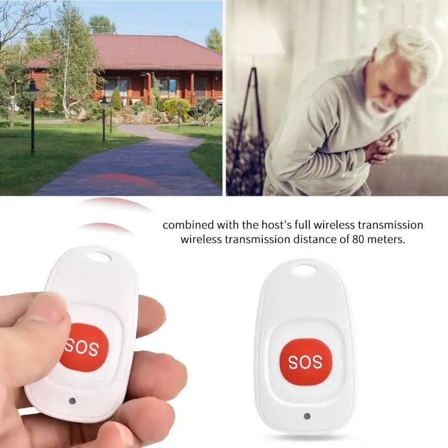 Emergency Alarm Button Portable SOS Emergency Button Alarm Waterproof Wireless 433MHz Emergency Panic Button Security Alarm Tools for Elderly
