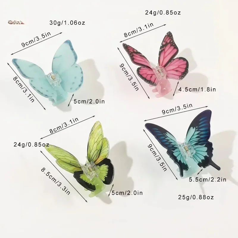 Hair Claw Hair Clips Hair Accessories Colorful Acetate Butterfly For Women Girls