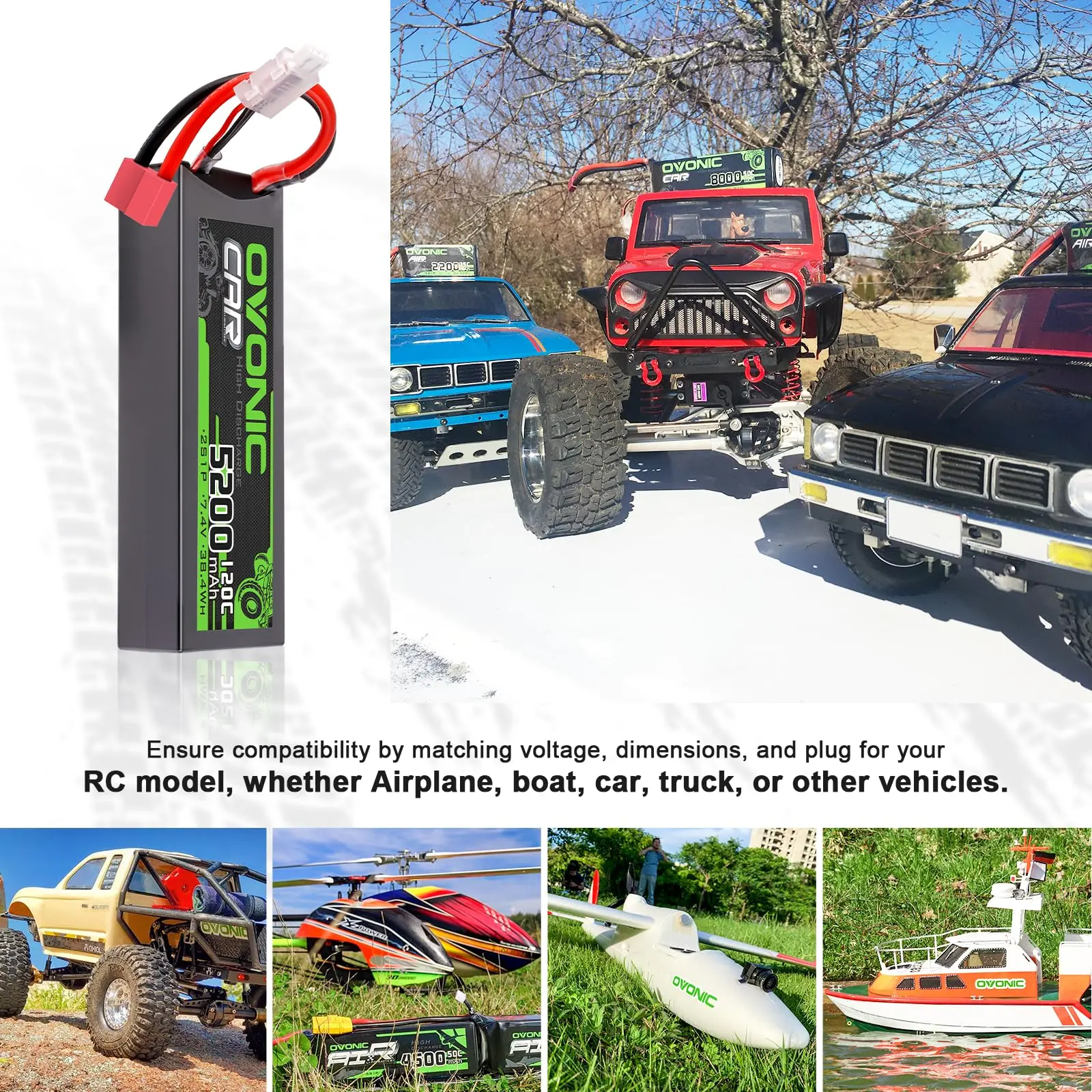 Batería GOLDBAT LiPo 7.4V 5200mAh 60C Con Conector Deans Para Coches RC, Camiones, Barcos, Helicópteros Y Drones
