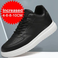 Men Leather Heightening Elevator Shoes Breathable Mesh Height Increase  Thick Sole Shoes Man Height Insole 6/8/10CM Men Sneakers 1