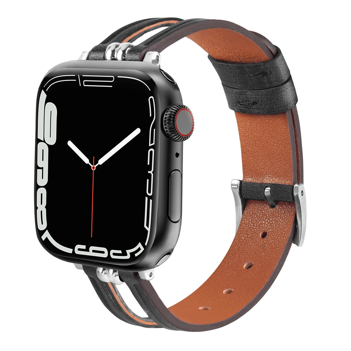 

Genuine Leather Bands Compatible with Apple Watch Band iwatch SE Series Ultra 8 7 6 5 4 3 2 1 Slim Strap Breathable Replacement