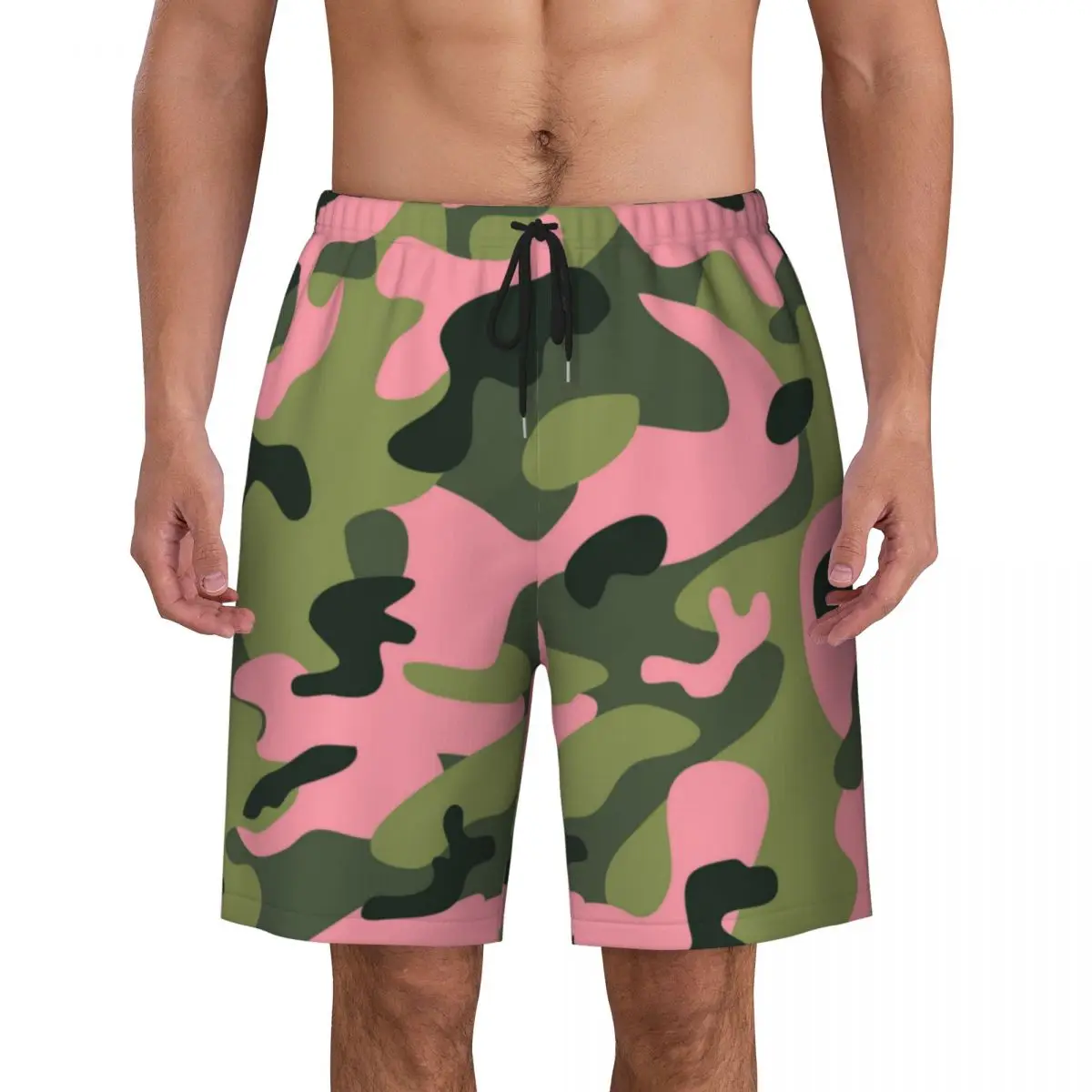 

Swimwear Army Camo Print Board Shorts Summer Green Pink Camouflage Retro Beach Shorts Male Sports Surf Quick Dry Swimming Trunks