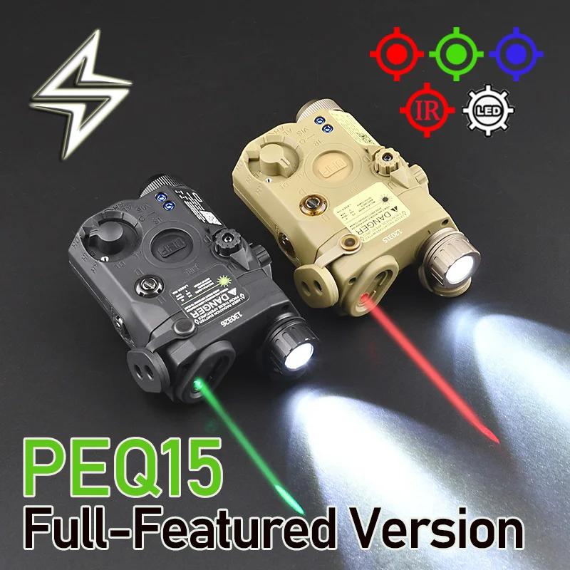

WADSN Tactical PEQ15 Red Dot Laser Sight IR Laser Battery Box White LED Scout Light AR15 Rifle Weapon Lights Airsoft Accesories