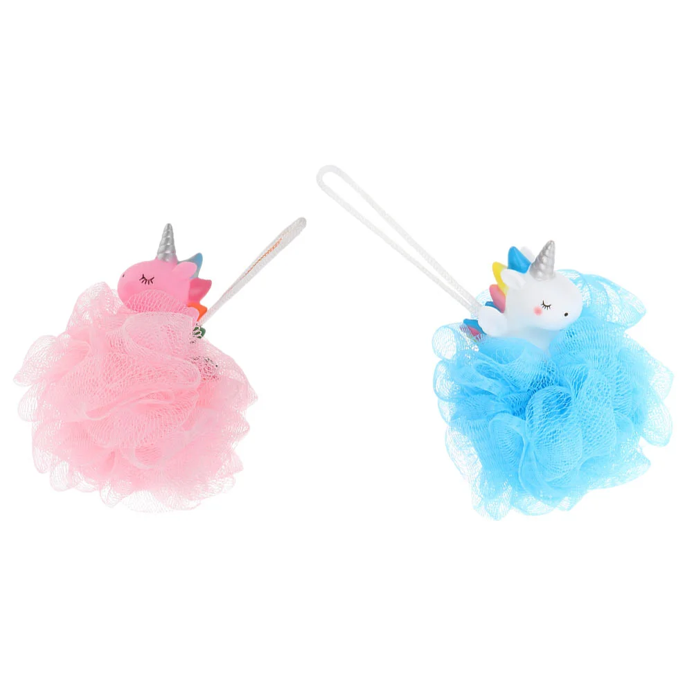 

2 Pcs Unicorn Bath Ball Scrubber Mesh Shower Balls Powder Puff Accessory Pvc Body Man Unicorns