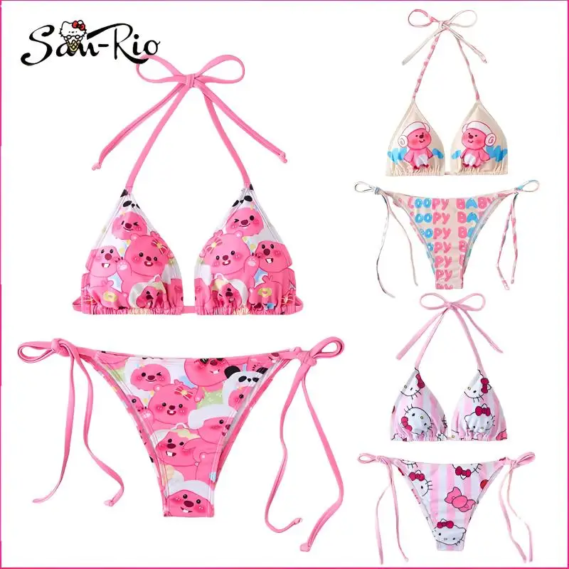

2024 New Miniso Loopy Women's Two-Piece Swimsuit Sexy Cartoon Print Bikini Sets Summer Beach Wear Pool Party Women Swimwear