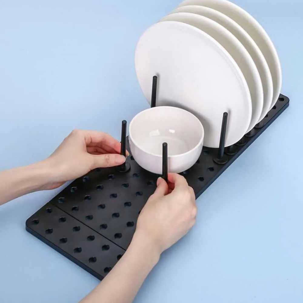 Kitchen Organizer Removable Dish Drying Rack Telescopic Plate Bowl Pot Lid Stand Storage Drawer Adjustable Holder Drain Shelf 2