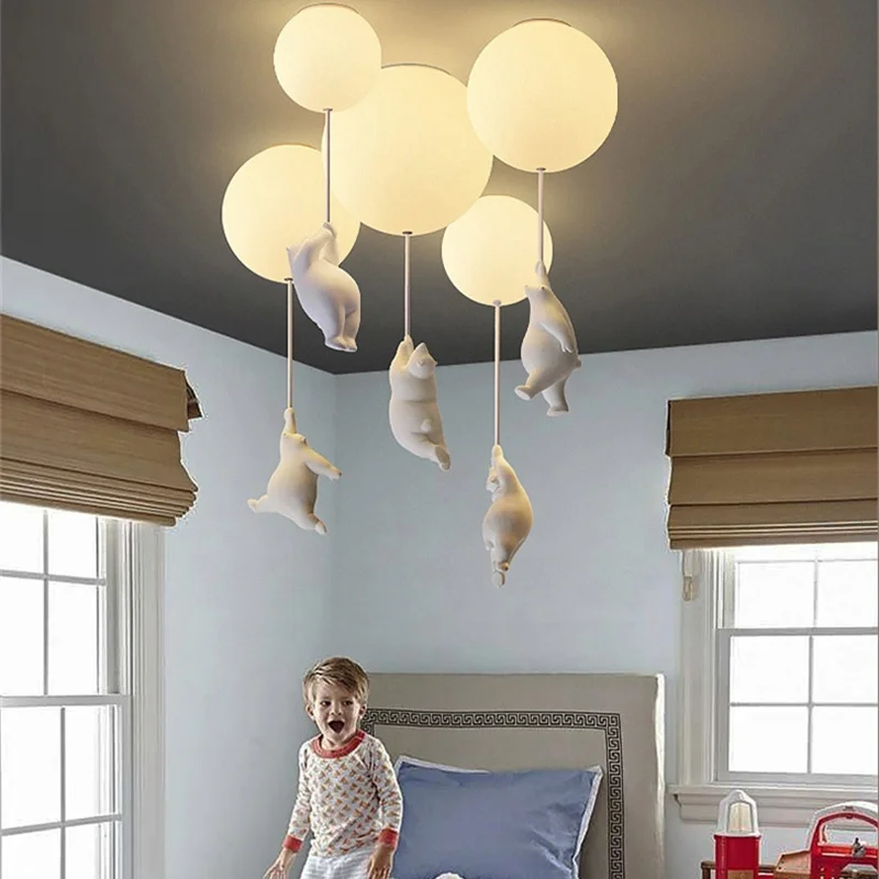 

Indoor Lighting Children Cartoon LED Ceiling Lights Lovely Bear Pendant Light Designer Ceiling Lamps Bedroom Decor Hanging Lamp