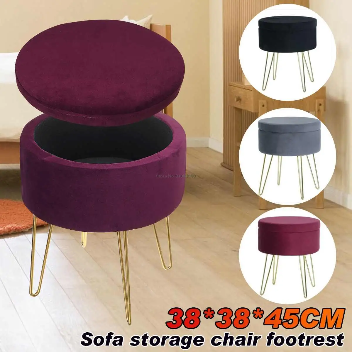 

Round Foot Stool Ottoman Change Shoes Footstool Storage Foot Stool Comes With Hairpin Legs Home Furniture Makeup Chair