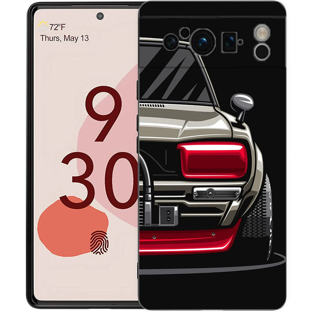 JDM Sports Cars TPU Shockproof Black Phone Case