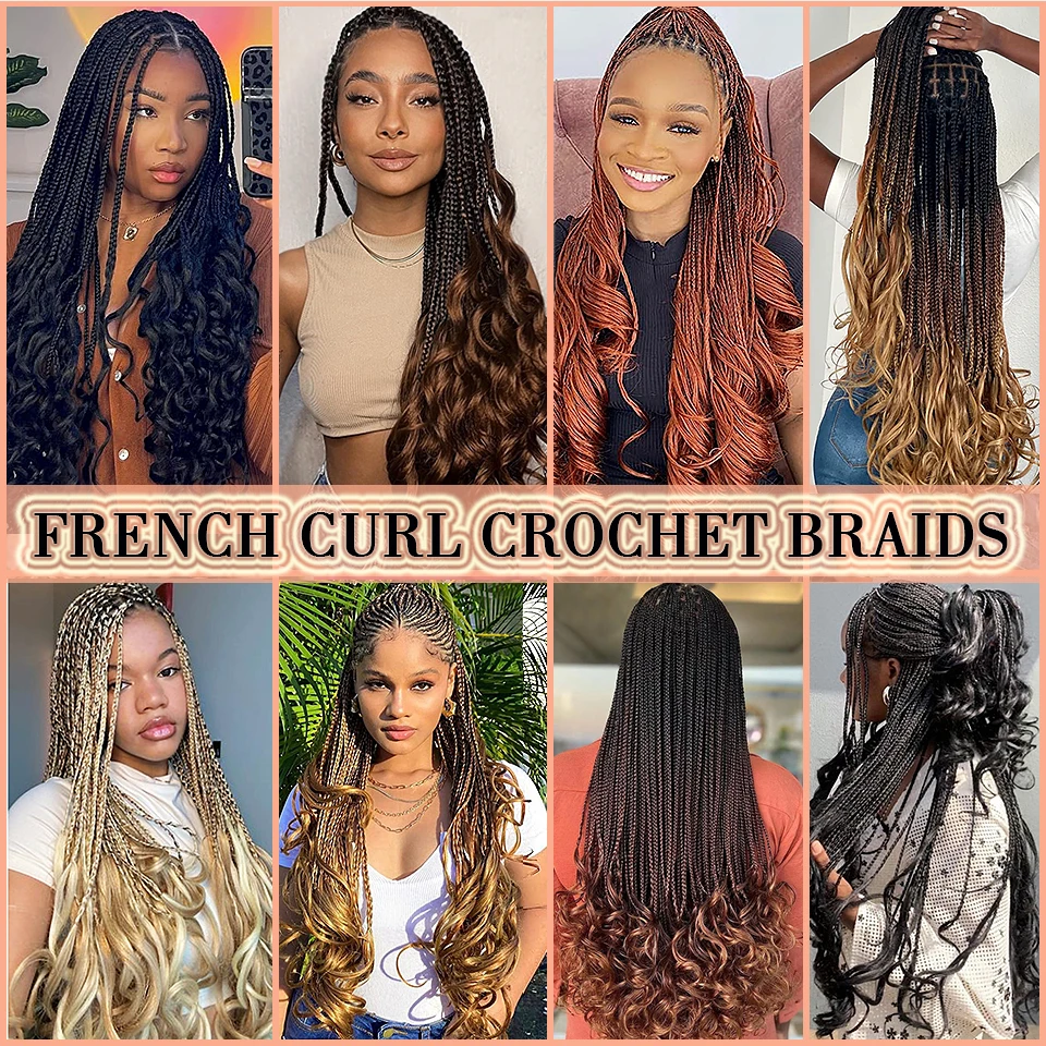 24 Inch Goddess Box Braids Crochet Hair French Curl Braids Blonde Ombre P27 613 Pre Looped Synthetic French Curly Braiding Hair
