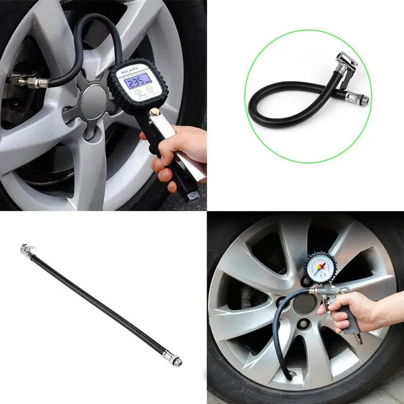 Car Tire Inflator Hose Inflatable Air Pump Extension 37cm Universal Air Pump Connection Hose Multipurpose Tire Inflation Adapter