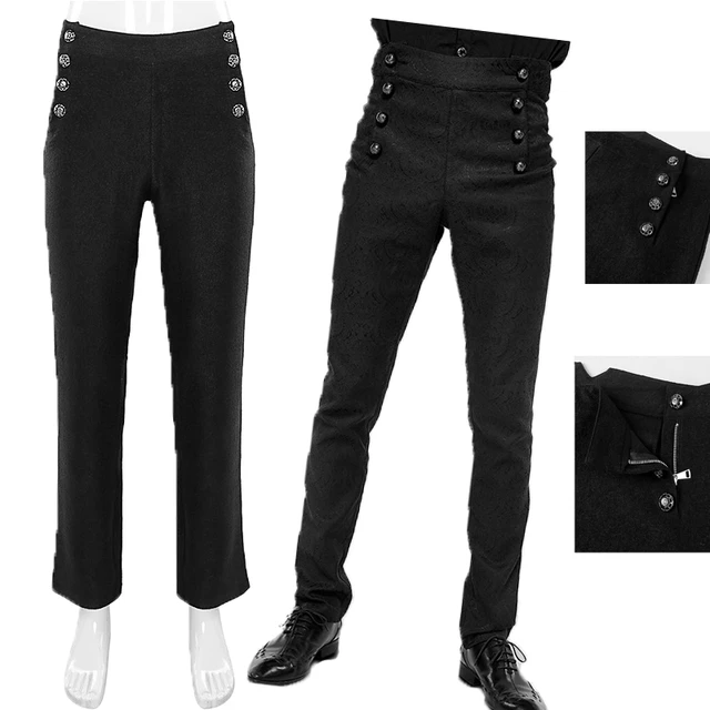 Penkiiy Dress Pants for Men Clearance Men's Gothic Style Pants Button Retro  Stage Performance Style Medieval Clothing Pants Black Pants 